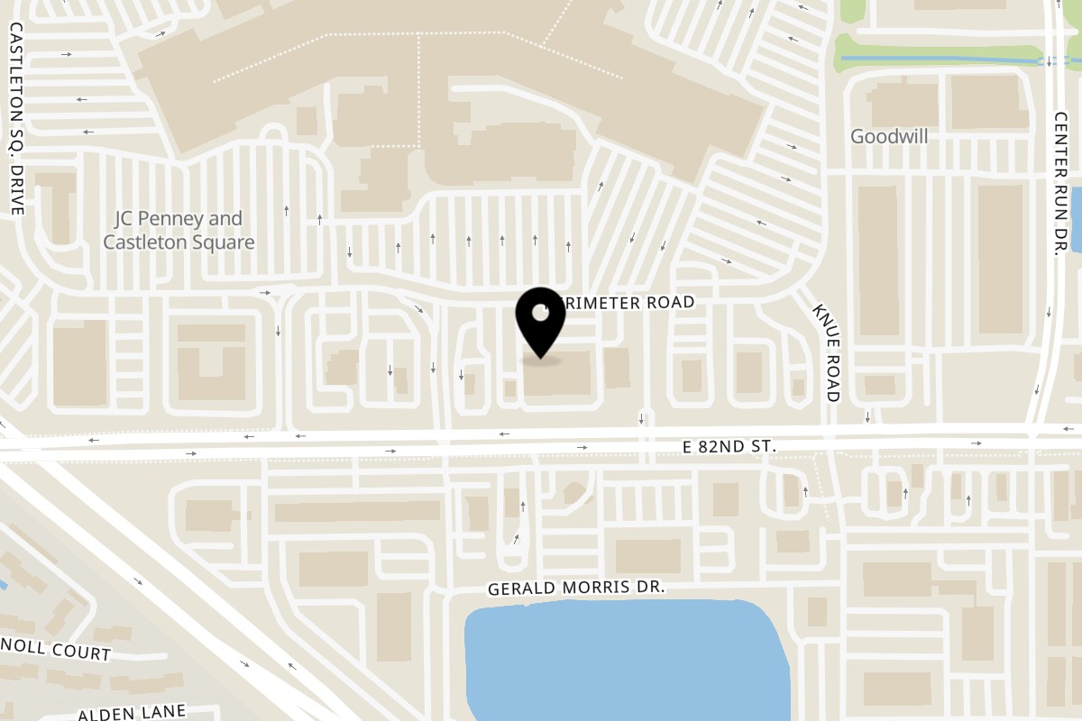 Map showing the location of Honest Indianapolis on 6060 E 82nd St in Indianapolis